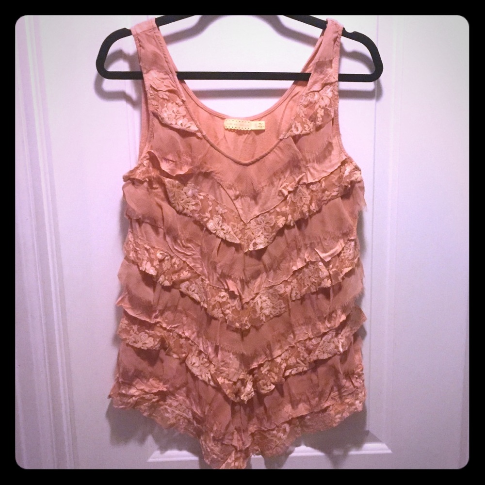 Salmon colored Lacey tank top blouse